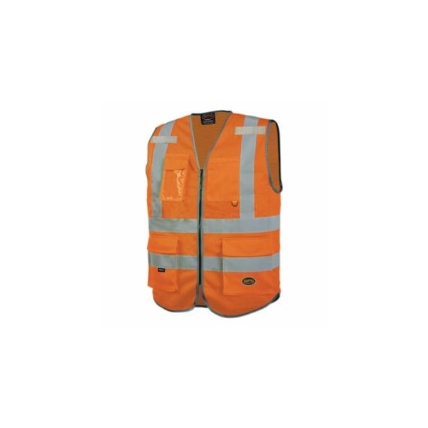Pioneer 6960U/6961U Hi-Vis Mesh Multi-Pocket Safety Vest, Large, Orange 852-V1024850U-L - main