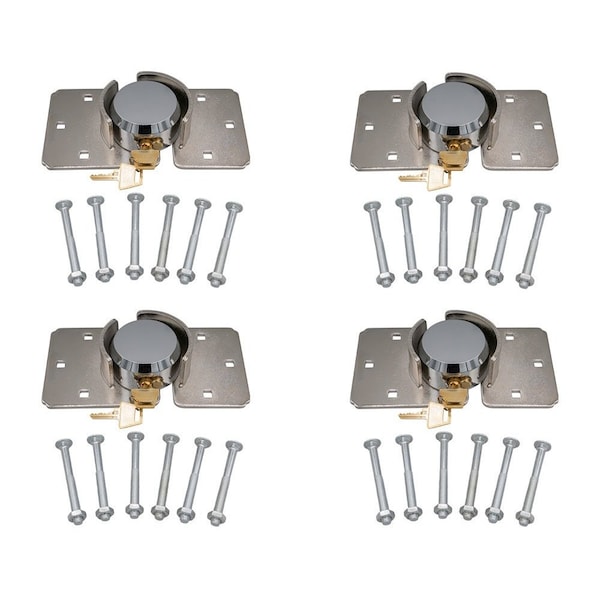 Mytee Products Heavy-Duty Hidden Shackle Hockey Puck Padlock Set w/Hasp - Keyed Alike, 4PK CTL-HASPPL-KEYEDx4 - main