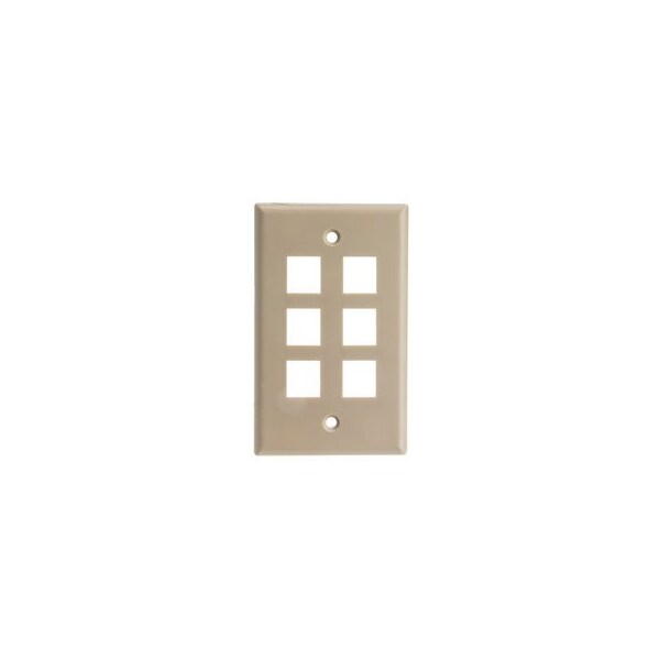 Cable Wholesale Keystone Wall Plate, Beige, 6 Port, Single Gang 301-6K - main