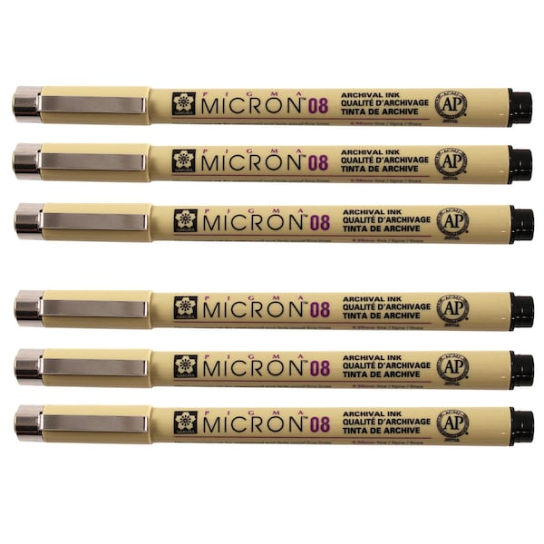 Sakura Pigma Micron Pen, Black, 0.50mm, Size 08, 6PK XSDK08-49 - main