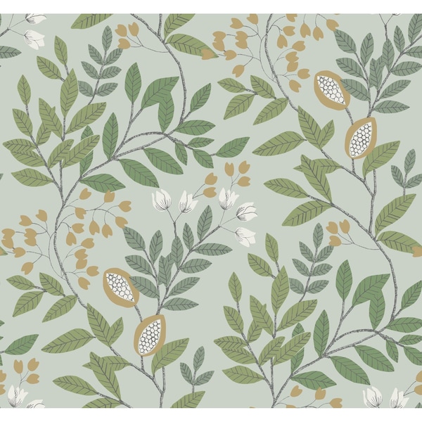 York Wallcoverings Eden Retreat Green and Gold Wallpaper MN1840 - main