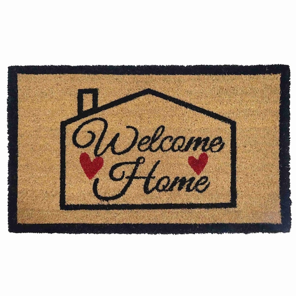 Gardenised Heavy Duty Coco Coir Doormat - Non Slip PVC Baking Embossed Design, Hearty Welcome Home QI004883 - main