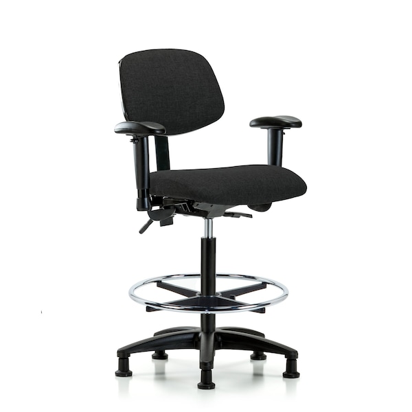 Blue Ridge Ergonomics Chair, Fab, Hi Bench, Tilt AA CF Glides, Blk, 6-Way Adjustable, 26" to 35-1/2" Height, Black BR-FHBCH-RG-T1-A1-CF-RG-F42 - main
