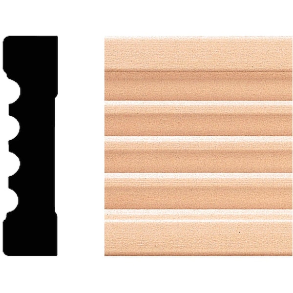 House Of Fara 11/16'' W.x3'' H.x8 ' L. Natural Hardwood Fluted Wood Casing 583 - main
