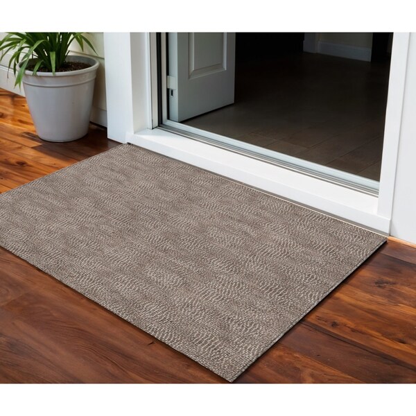 Homeroots 3' X 5' Brown And Ivory Geometric Washable Indoor Outdoor Area Rug 602347 - main