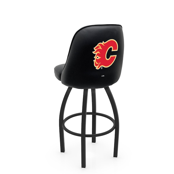 Holland Bar Stool Co Logo Grizzly Calgary Flames 30 in. Swivel Bar Stool with Black Wrinkle Finish L048 - main