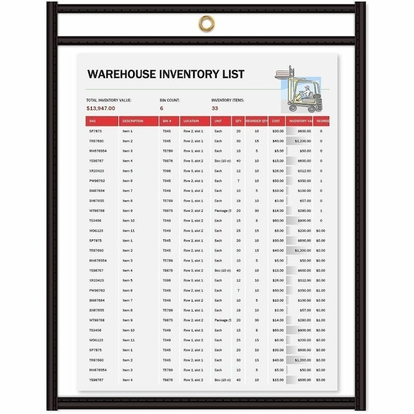 C-Line Products CLI46114 Shop Ticket Holder- Stitched- 11in.x14in.- Clear Vinyl 46114 - main