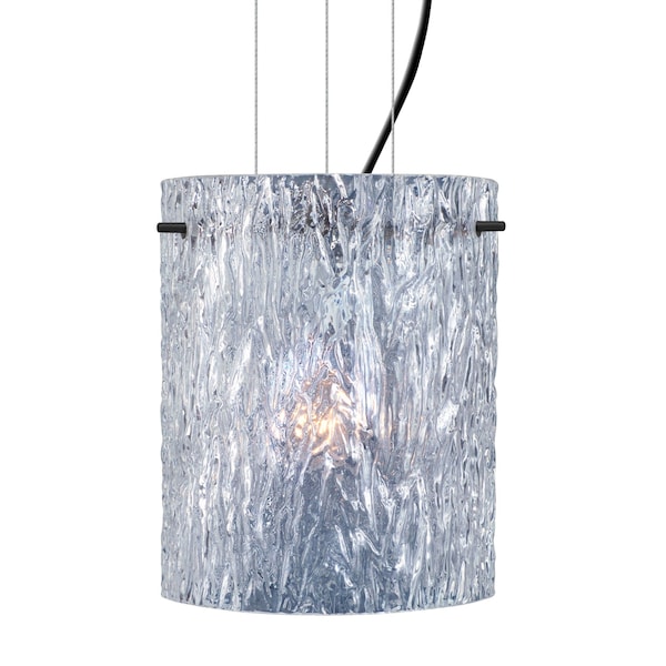 Besa Lighting Besa Tamburo 8 Cable Pendant, Clear Stone, Black Finish, 1x 11W LED 1KG-400600-LED-BK - main