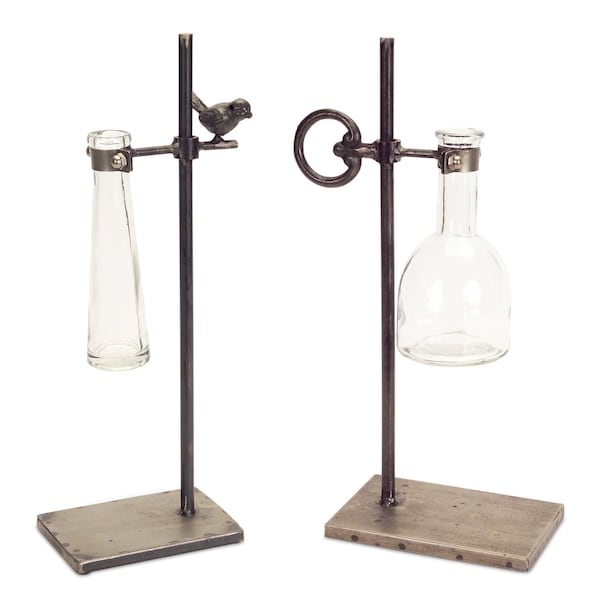 Homeroots Set of Two Clear and Black Metal and Glass Apothecary Jar, 2PK 516217 - main