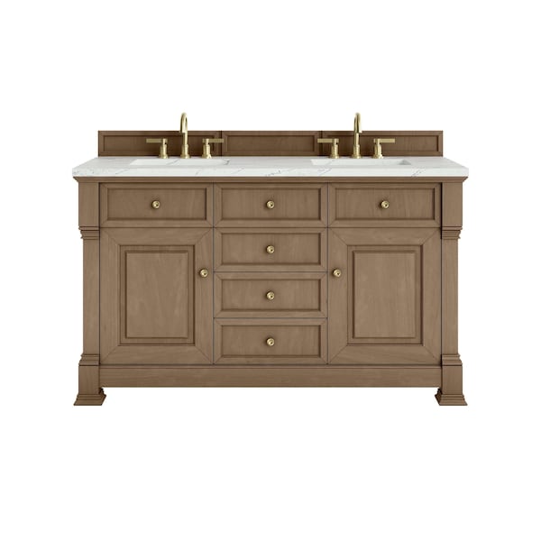 James Martin Vanities Brookfield 60'' D Vanity, Pecan w/ Ethereal Noctis Silestone Top w/FreePower Wireless Charger 547-V60D-PCN-FENC - main