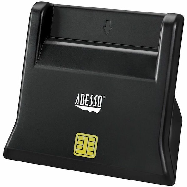 Adesso Desktop Smart Card Reader - Contact - Cable - USB 2.0 - Black - TAA Compliant SCR-300 - main