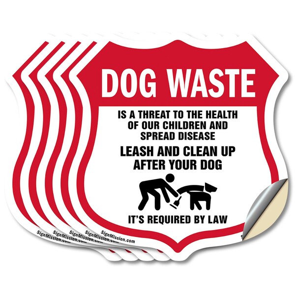 Signmission Dog Poop Shield Sign Dog Waste Is A Thre, 4 inch X 4 inch, Vinyl Decal, 5PK SHI-D-5PACK-4-374 - main