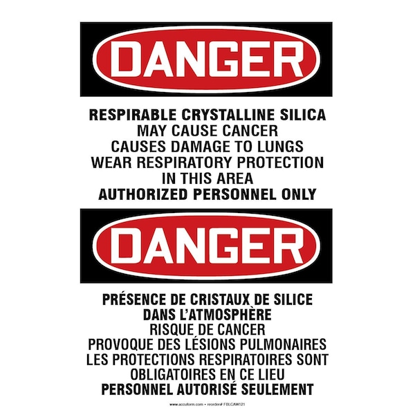 Accuform BILINGUAL OSHA DANGER SAFETY LABEL FBLCAW121XVE - main