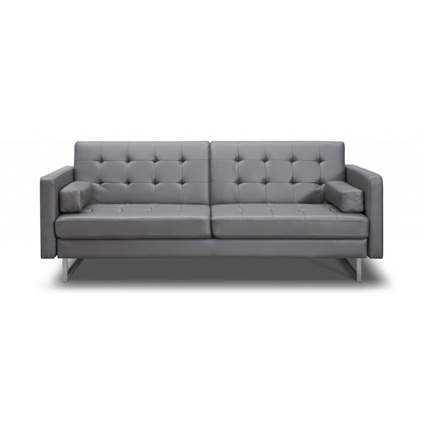 Homeroots 80" Gray Faux Leather Sleeper Sofa With Silver Legs 372116 - main
