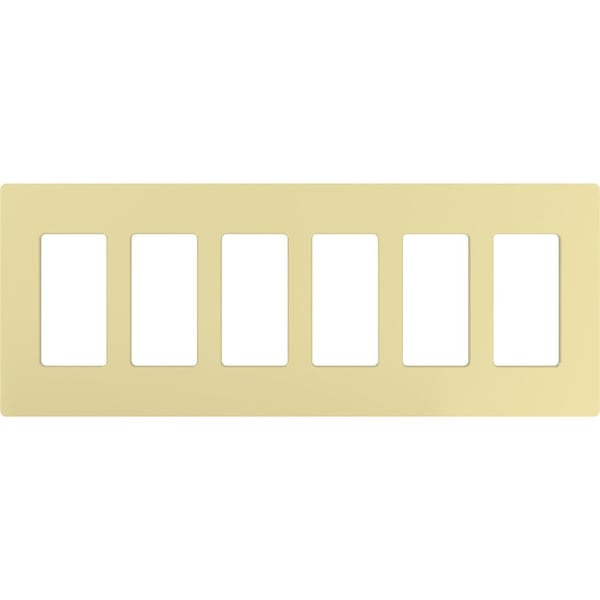 Lutron Designer Wall Plates, Number of Gangs: 6 Thermoset, Gloss Finish, Ivory CW-6-IV - main