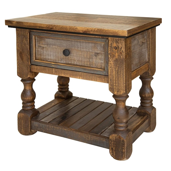 Homeroots 27" Brown Solid Wood One Drawer Nightstand 527063 - main