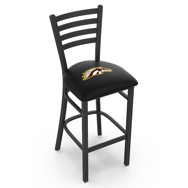Holland Bar Stool Co 30" Blk Wrinkle Western Michigan Stationary Bar Stool, Ladder Back L00430WestMI - main