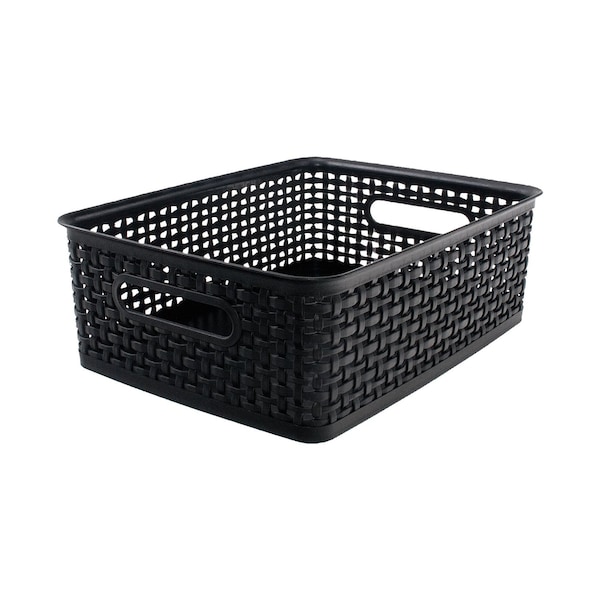 Thinkspace Plastic Weave Bin, Medium, Black 36003 - main