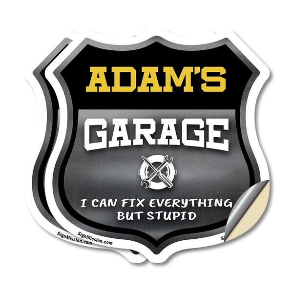 Signmission Adam's Garage I Can Fix Everything But Stupid, 6 inch X 6 inch, Vinyl Decal, 2PK SHI-D-2PACK-6-490-ADAM - main