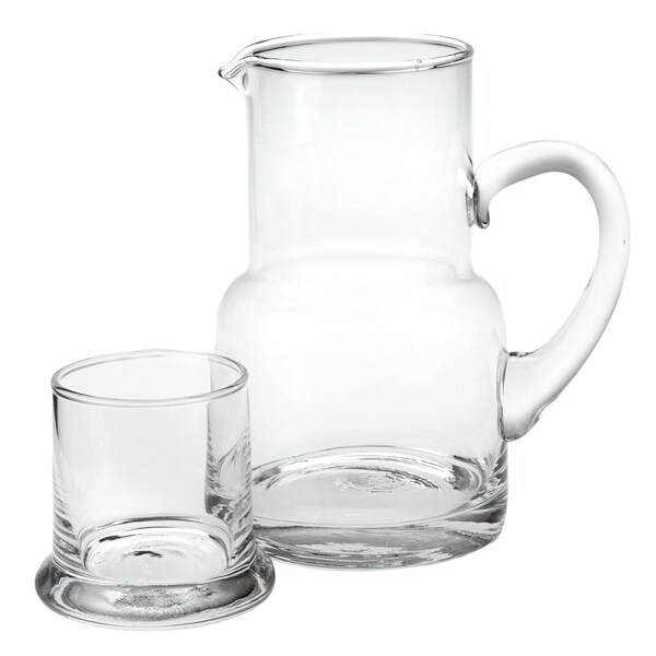 Homeroots Set of Two Clear Crystal Glass Stemless Carafe And Drinking Glass 375883 - main