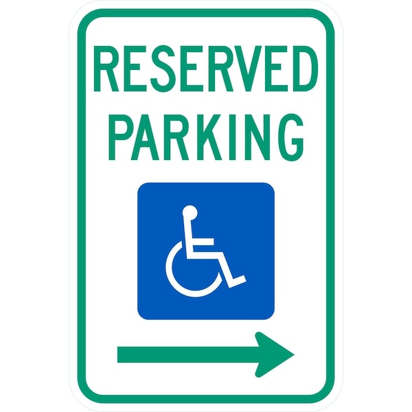 Lyle R7-8R, Reserved Parking (Handicap Symbol) --->, 12x18, Diamond Grade, White G-3065-DG_12x18 - main