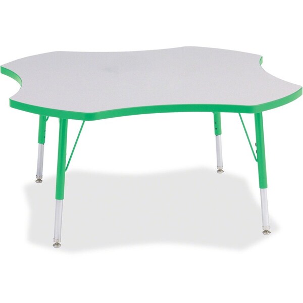 Jonti-Craft Berries Four Leaf Activity Table, E-height, Freckled Gray/Green/Gray 6453JCE119 - main