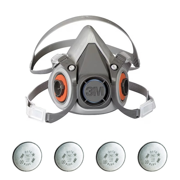 3M Half Mask Respirator Kit: Includes 4 Filters, Nuisance Acid Gas/Nuisance Organic Vapor/P95, Blue, S 5AM53-4MH56 - main