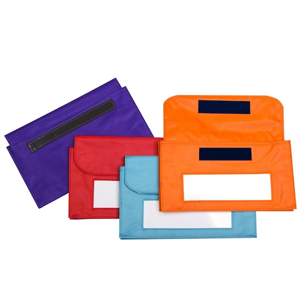C-Line Products 6" x 9-3/4" Assorted Magnetic Storage Pockets with Write-On Panel, 4/PK 81200 - main