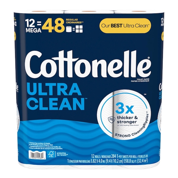 Cottonelle Cottonelle Ultra CleanCare Toilet Paper 12 Rolls 284 sheet 55489 - main