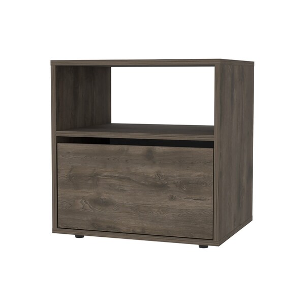 Homeroots 20" Dark Brown Wood Nightstand 488505 - main