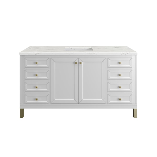 James Martin Vanities Chicago 60 in. Single Vanity, Glossy White, w/ 3 CM Ethereal Noctis Silestone Top 503-V60S-GW-3ENC - main
