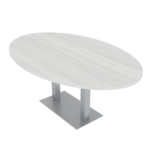 Skutchi Designs Oval Conference Table With Power Unit, 48 in W, 84 in L, White HAR-OVL-48X84-DOU-WA7976-NA - main