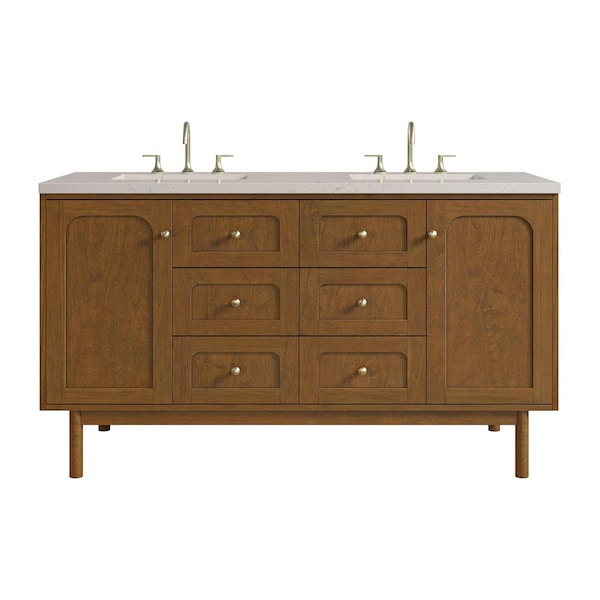 James Martin Vanities Laurent 60" Double Vanity, Honey Oak w/ 3 CM Siberian Silestone Top 545-V60D-HNO-3SFR - main