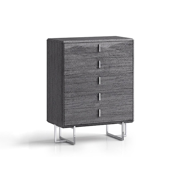 Homeroots 38" Gray Wood Five Drawer Dresser 714480 - main