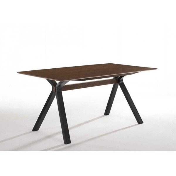 Homeroots 63" Walnut And Black Rectangular Dining Table 486017 - main