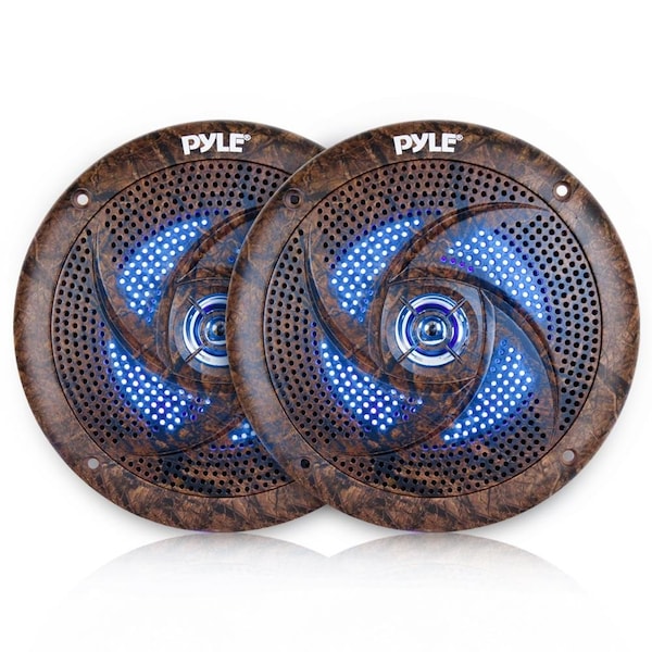 Pyle Pyle 6.5 Inch Marine Speakers, IP44 Waterproof, LED Lights, Low Profile, Outdoor Audio, Pair - PLMRLE64DK PLMRLE64DK - main