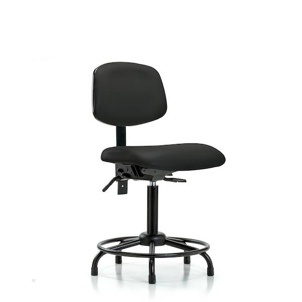 Blue Ridge Ergonomics Bench Chair, Vinyl, RT Glides, BLK, No Arms, 22" to 29" Height, Black BR-VMBCH-RT-T0-A0-RG-8540 - main