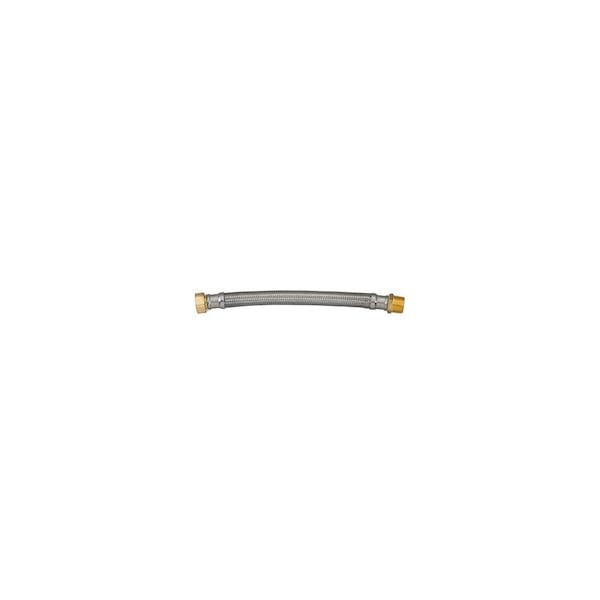 Homewerks Water Heater Supply Line 3/4in FIP X 3/4in D MIP 18in Braided Stainless Steel 7213-18-34-7 - main
