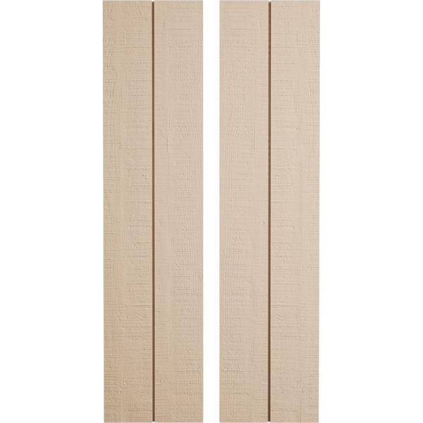 Ekena Millwork Rustic Two Board Joined Board-n-Batten Rough Cedar Faux Wood Shutters w/No Batten, 11W x 76H, PR SHUBJN11X76RCPR - main