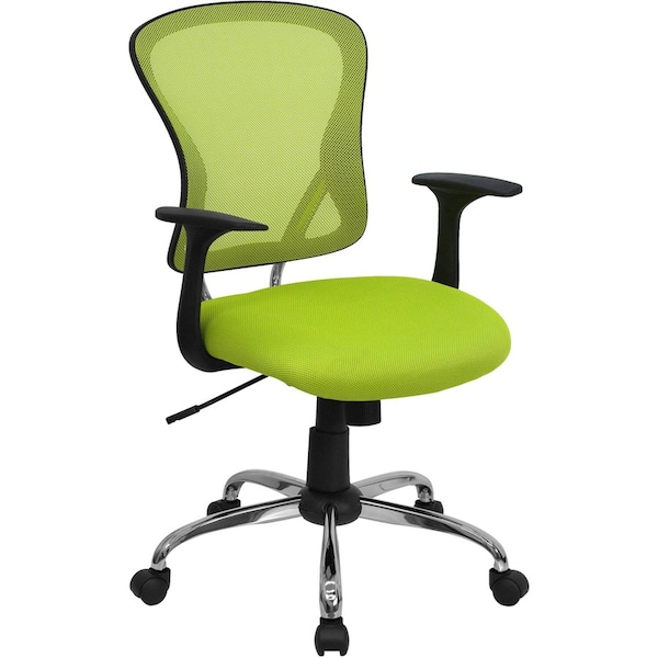 Flash Furniture Task Chair, 18" to 22", Fixed Arms, Green H-8369F-GN-GG - main