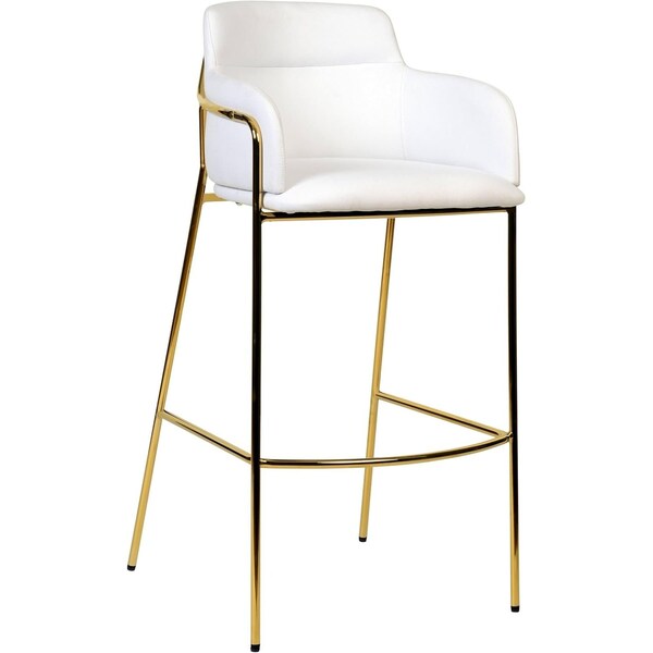 Leisuremod Axis Velvet/Polyester/Leather Bar Stool - Stainless Steel Base, Low Back & Armrests ACG29W - main