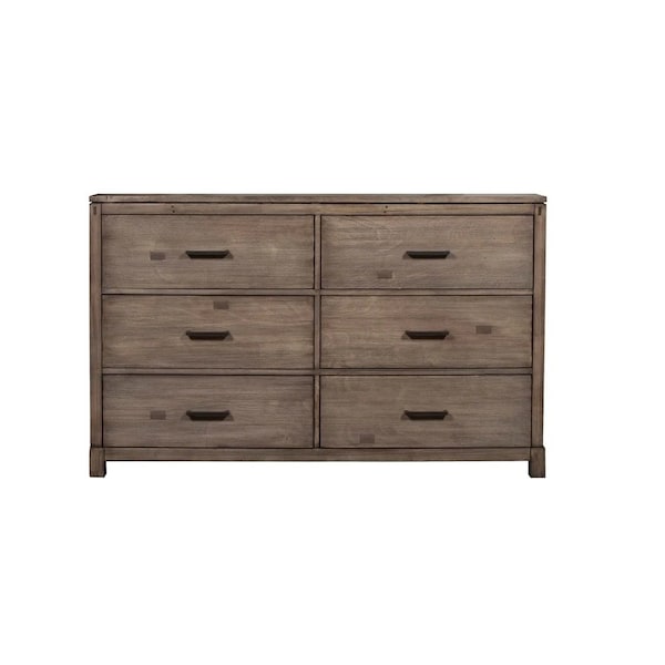 Homeroots 60" Gray Solid Wood Six Drawer Double Dresser 524110 - main