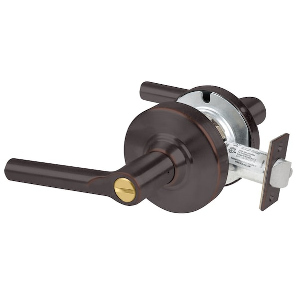 Schlage Grade 1 Bath/Bedroom Privacy Lock, Broadway Lever, Non-Keyed, Aged Bronze Finish, Non-Handed ND40S BRW 643E - main
