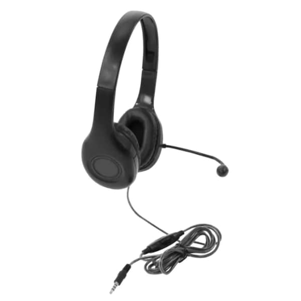Califone On-Ear Headset with Gooseneck Microphone, 3.5mm, Black KH-08GT BK - main