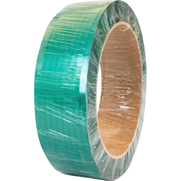 Encore Packaging Polyester Strapping Coil - Green, 5/8" x .030" x 3600', Hand Grade, Embossed, 16 x 6" Core PET58030-3600 - main