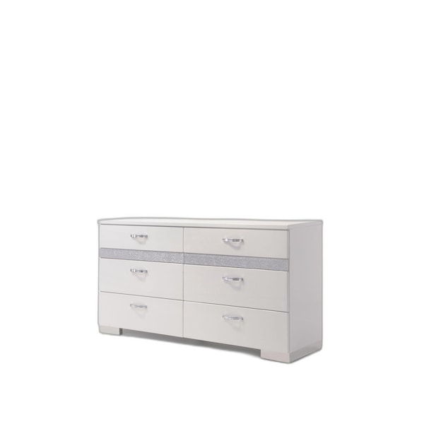 Homeroots 63" White High Gloss Manufactured Wood Eight Drawer Double Dresser 490494 - main