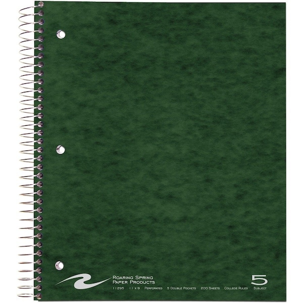 Roaring Spring Paper Products Five Subject Notebook - 200 Sheets Per Book 11295 - main