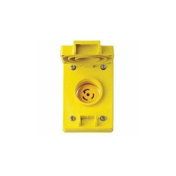 Leviton Watertight Locking Receptacle, L23-30R, 30 A, 347/600V AC, Three Phase, 4 Pole, Flush Mount, Yellow 69W83 - main