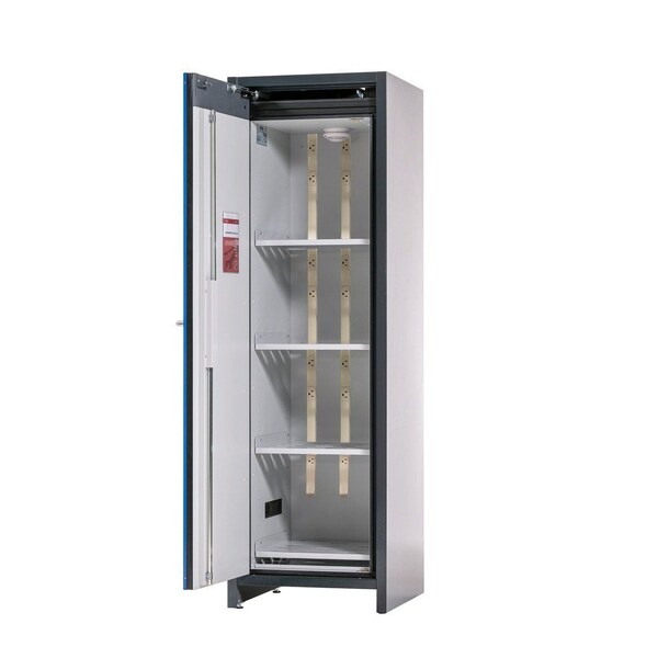 Denios Battery Storage Cabinet, 77 in H, 24 3/16 in W, 24 in D, Blue/Gray, 4 Shelves M31-8098 - main