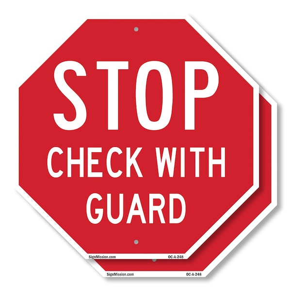 Signmission Stop Check with Guard, 10 inch X 10 inch, Aluminum Metal Signs, 2PK OC-A-2PACK-10-248 - main